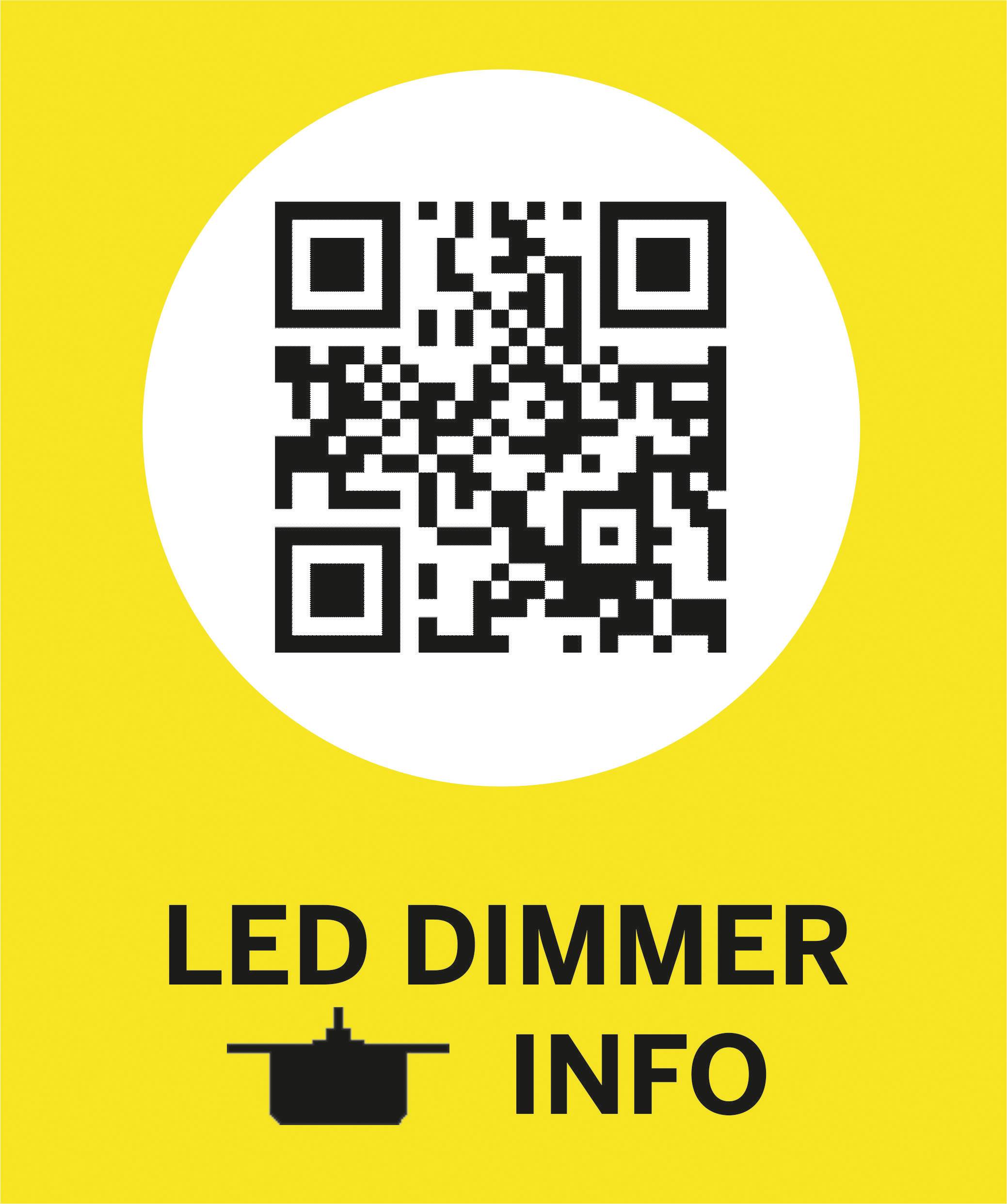 LED Dimmer Info feliratú QR-kód sárga háttérrel.