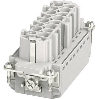 Szürke elektromos csatlakozó több köralakú foglalattal, téglalap alakú házba foglalva, ipari felhasználásra alkalmas.