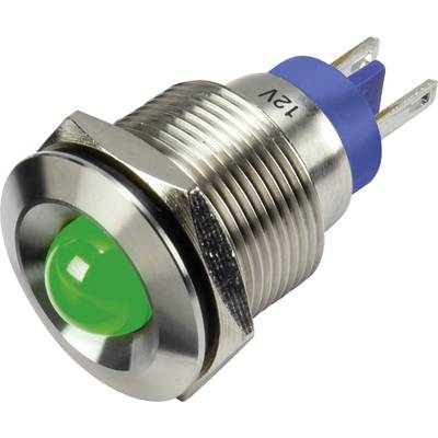 Beépíthető LED-es jelzőlámpa zöld 12 V Tru Components GQ19B-D/J/G/12V/S