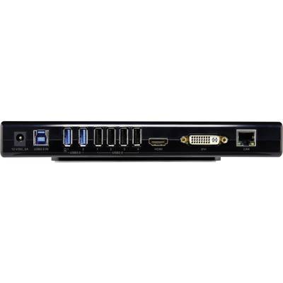 Univerzális USB 3.0 dokkoló állomás USB 3.0, USB 2.0, Gigabit-LAN, DVI- és HDMI csatlakozókkal, fekete, Renkforce