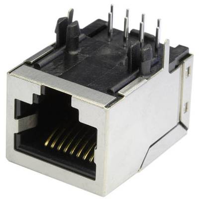 RJ45 aljzat, beépíthető, beforrasztható, fém házban econ connect MEB8/8PG