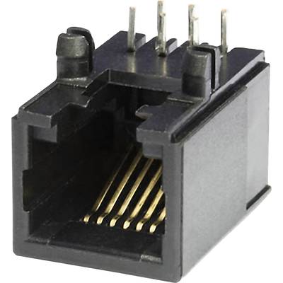 RJ12 aljzat, beépíthető, beforrasztható, fekete, econ connect MEB6/6PL