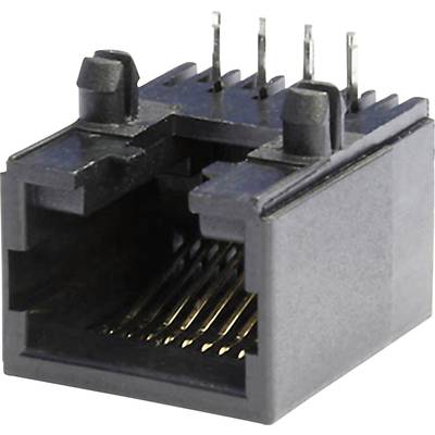 RJ45 aljzat, beépíthető, beforrasztható, fekete, econ connect MEB8/8PL