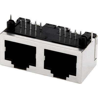 RJ45 aljzat, beépíthető, beforrasztható 2 x RJ45 aljzatos, fém házban econ connect MPU288A