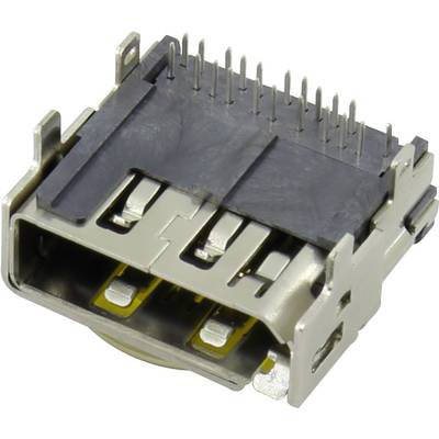 HDMI csatlakozó alj, beépíthető, vízszintes, pólusszám: 19 Tru Components