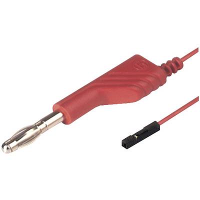 Mérőzsinór, mérővezeték 4mm-es toldható banándugó és 0,64mm-es csatlakozóval 1m, piros SKS Hirschmann MAL4-0.64