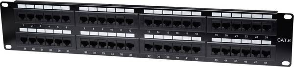 Rack szekrénybe építhető 48 portos RJ45 elosztó, CAT 3, 4, 5, 5e, 6 UTP patch panel, Intellinet 2 HE 560283