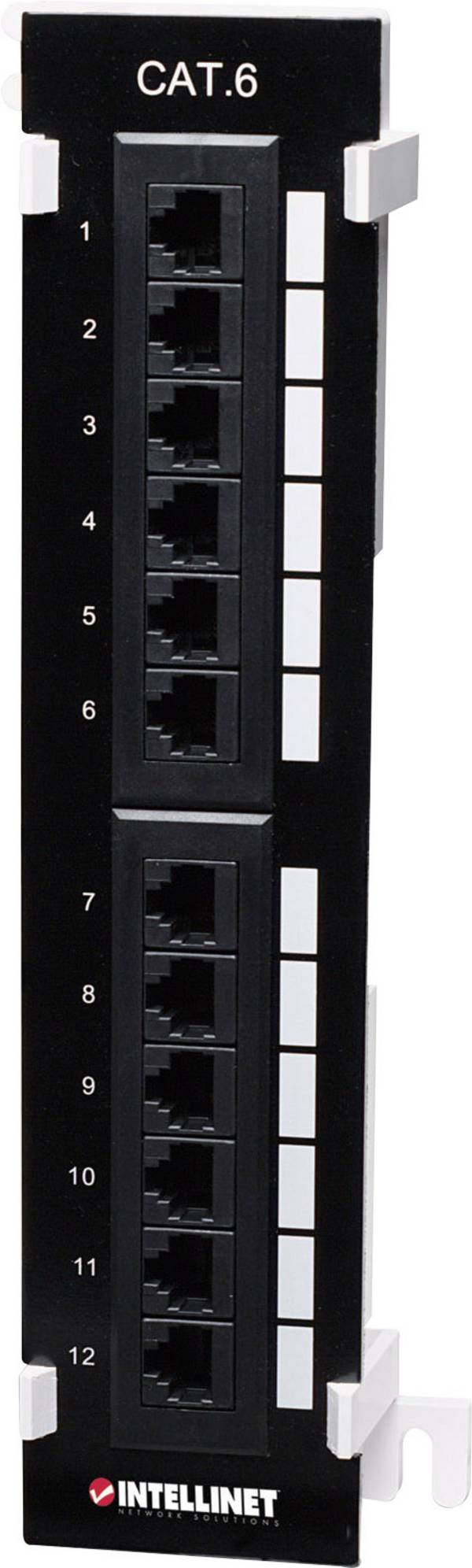 Falra szerelhető 12 portos RJ45 elosztó, CAT 3, CAT 4, CAT 5, CAT 5e, CAT 6 UTP patch panel, Intellinet 1 HE 560269