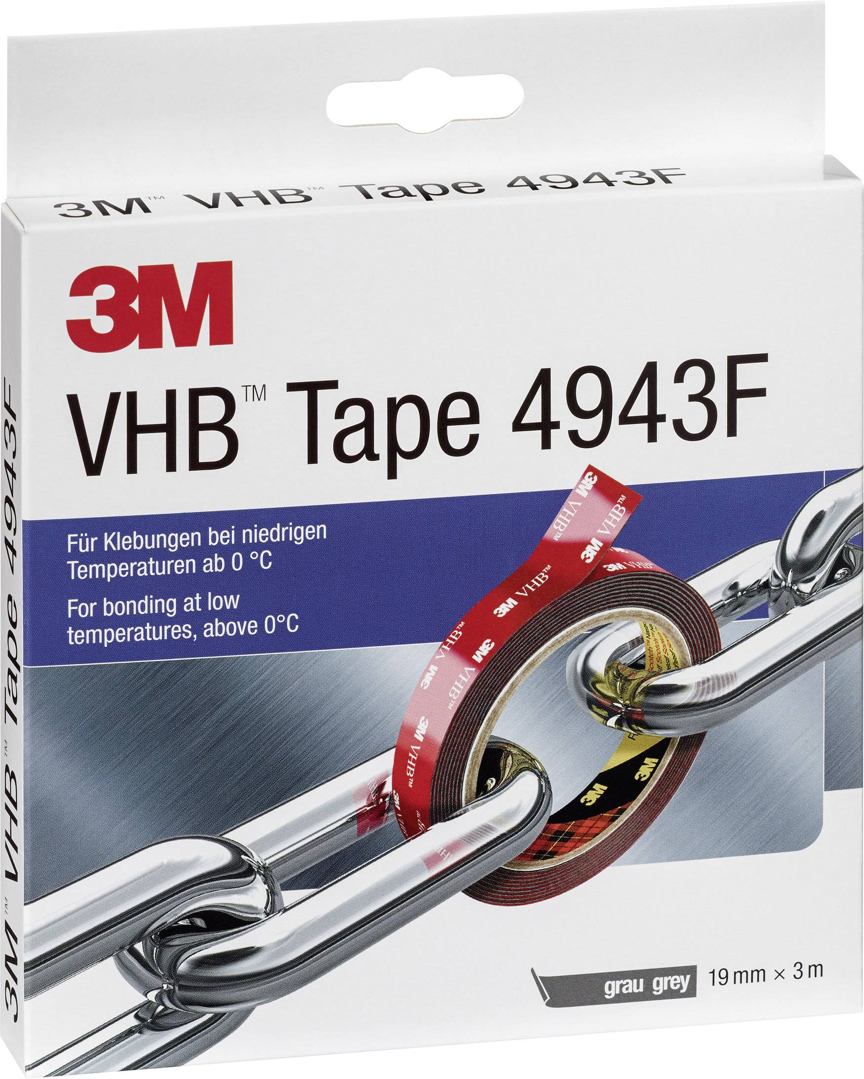 3M Kétoldalas ragasztószalag, szürke színű (H x Sz) 3 m x 19 mm 3M 4943F-1