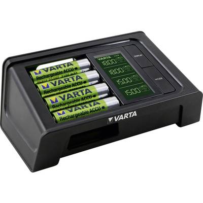 Ceruza AA, mikroceruza AAA automata akkumulátor töltő, LCD kijelző + USB töltő + 4 db 2100mAh akkuval, Varta LCD Smart