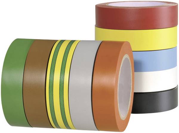 Szigetelőszalag készlet, 10 tekercs 10 m x 15 mm HellermannTyton HelaTape Flex 15