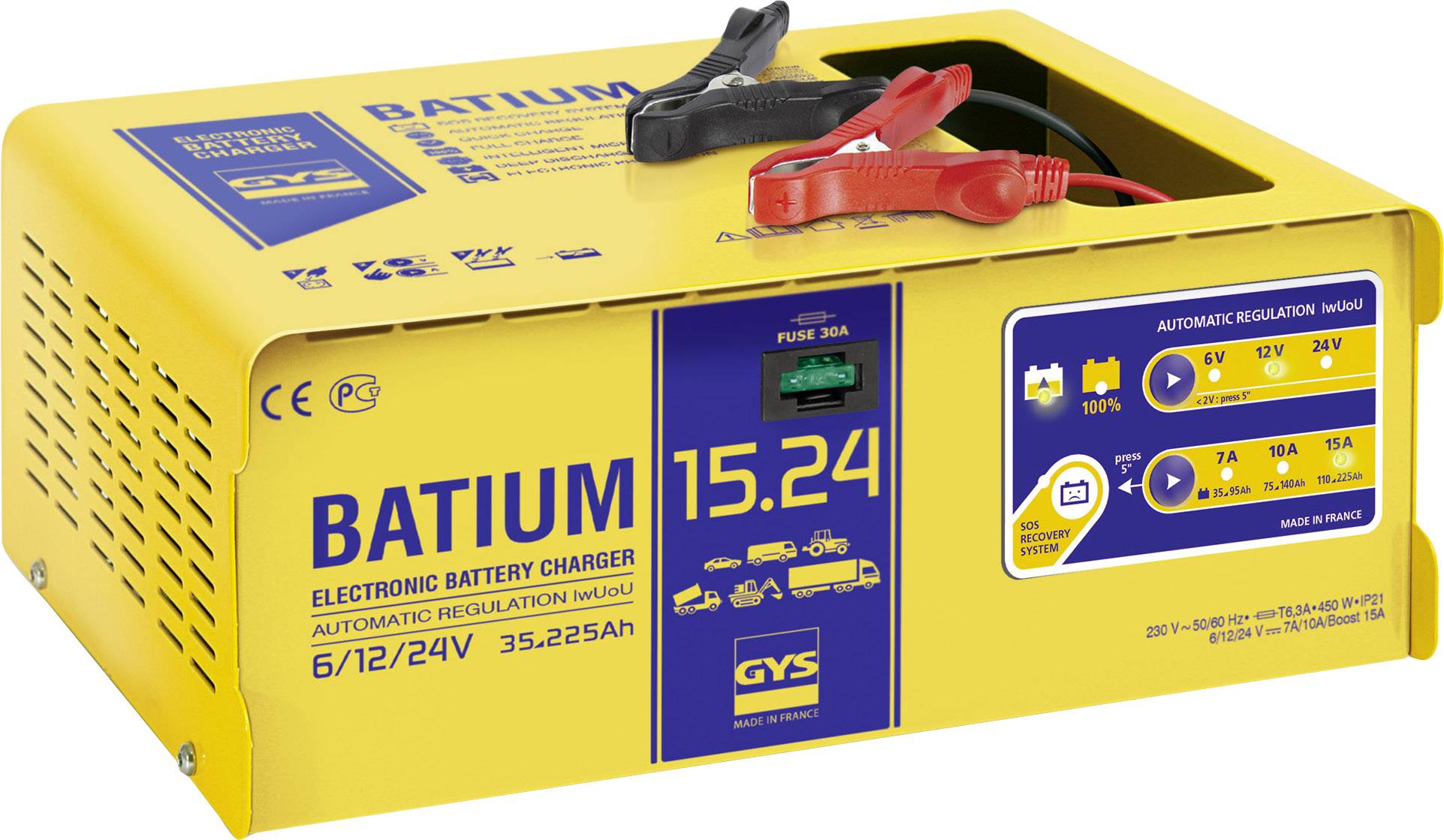 Automatikus töltő GYS BATIUM 15.24 024526 6 V, 12 V, 24 V 22 A 22 A
