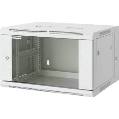 19"-os fali rackszekrény, hálózati szerverszekrény, zárható ajtóval 600 x 770 x 550 mm, szürke 15 HE Intellnet 712026