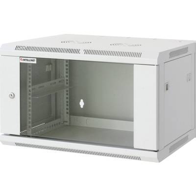 19"-os fali rackszekrény, hálózati szerverszekrény, zárható ajtóval 600 x 770 x 600 mm, fekete 15 HE Intellnet 711999