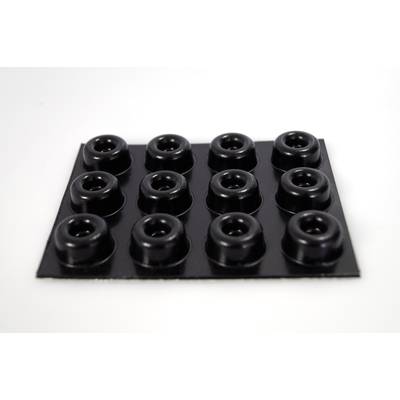 Öntapadós műszerláb, kerek Ø 22,3 x 10,1 mm, poliuretán, fekete, 12 db, Toolcraft 2210SW12-C