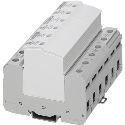 Szürke-fehér moduláris elektromos túlfeszültségvédő fémtartón, ipari alkalmazásokhoz tervezve.