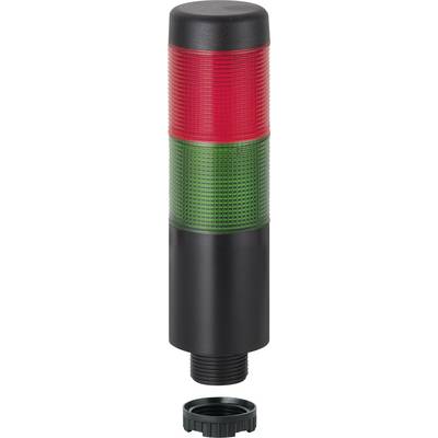 Egy henger alakú piros-zöld jelzőlámpa, amelyet gépállapotok jelzésére használnak.