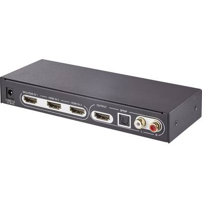 HDMI switch audio Extractorra, 3 portos, Ultra HD, SpeaKa Professional