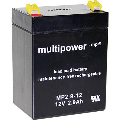 multipower MP2,9-12 Ólomakku 12 V 2.9 Ah Ólom-vlies (AGM) (Sz x Ma x Mé) 79 x 107 x 56 mm 4,8 mm-es laposérintkezős dugó