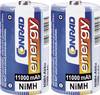Góliát akku D NiMH, 1,2V 11000 mAh, 2 db, Conrad Energy HR20, LR20, D, AM1, XL, MN1300, 813, E95, LR20N, 13A