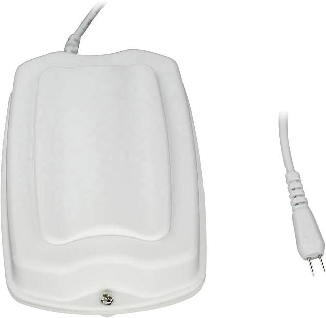 Egy fehér, téglalap alakú külső TV-tuner kábeles csatlakozással, alkalmas televíziós jelek vételére.