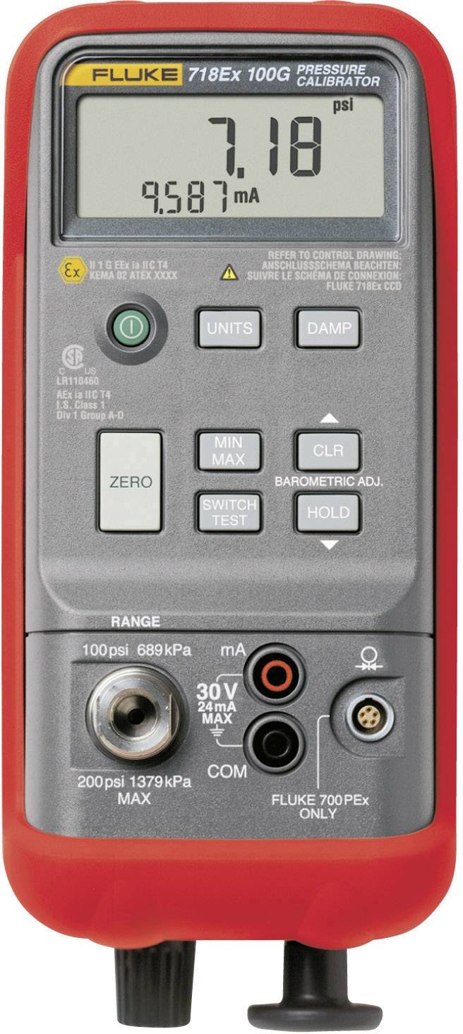 Fluke 718Ex 100G Kalibrátor Kalibráció (ISO) Nyomás 7 bar