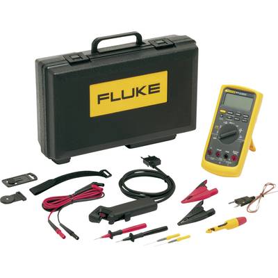 Fluke mérőműszer-szett hordtáskával, multiméterrel és tartozékokkal, például kábelekkel és csipeszekkel. Tökéletes elektromos mérésekhez.