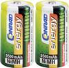 Góliát akku D NiMH, 1,2V 9500 mAh, 2 db, Conrad Energy Endurance HR20, LR20, D, AM1, XL, MN1300, 813, E95, LR20N, 13A