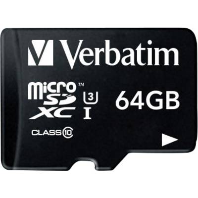 mikro SDXC kártya 64 GB Verbatim PRO Class 10, UHS-I, UHS-Class 3 SD adapterrel