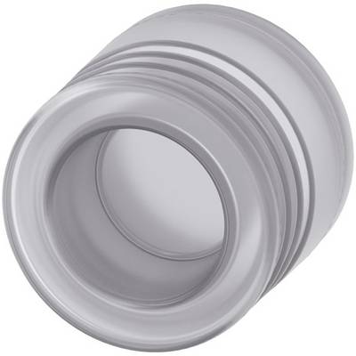 Szürke, hengeres műanyag alkatrész hullámos bordázatú felülettel, amely egy nyílást övez. Valószínűleg egy fedél vagy adapter.