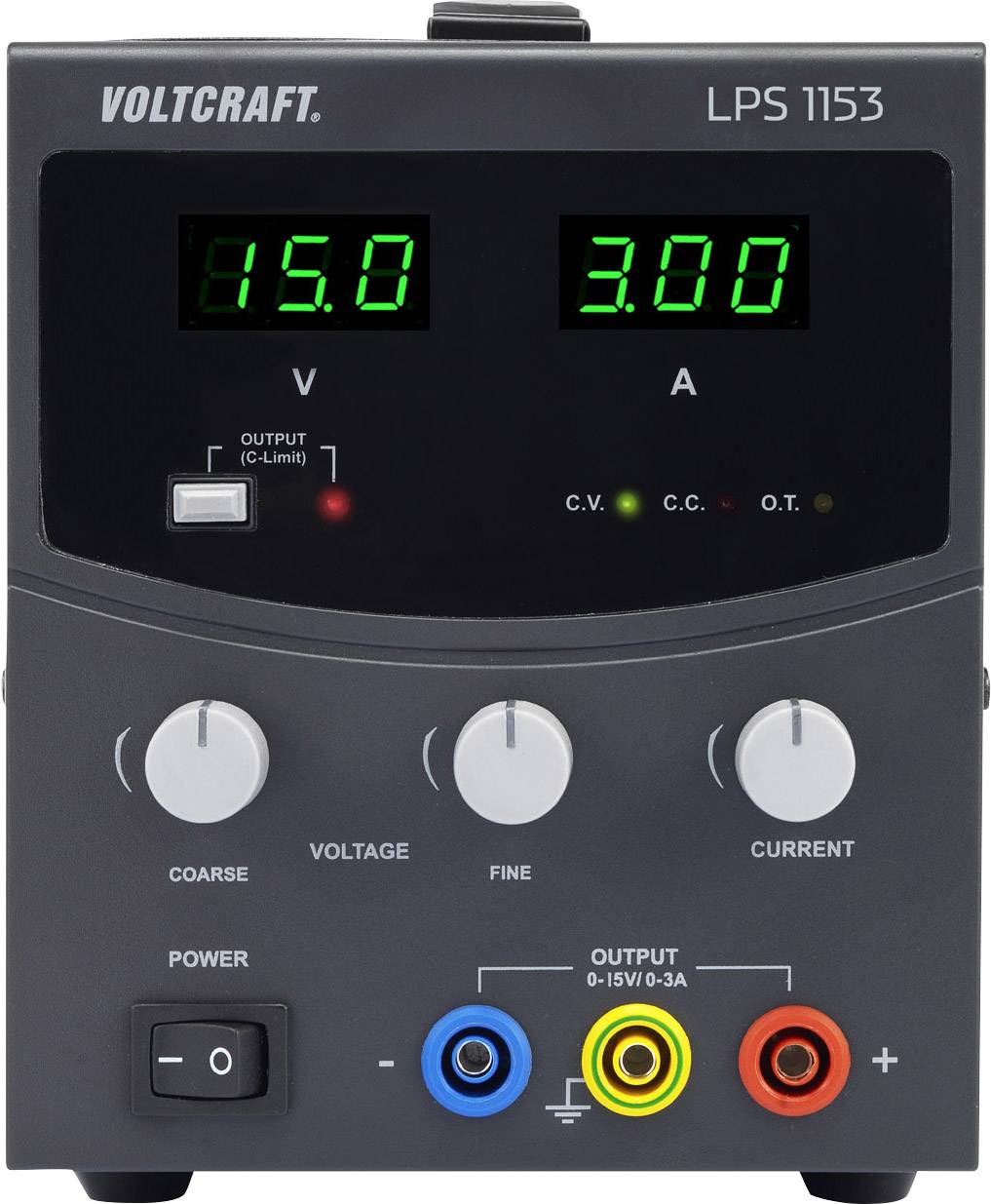 Szabályozható lineáris labortápegység 0 - 15 V/DC 0 - 3 A 45W, Voltcraft LPS1153