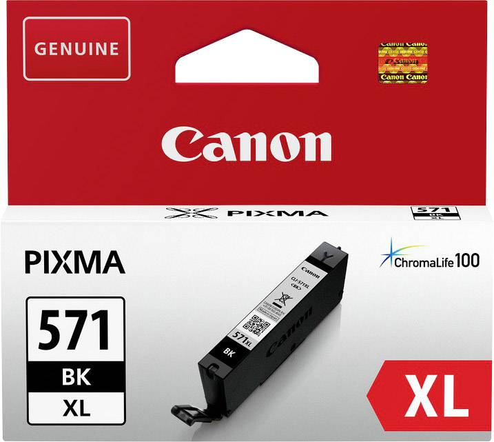 A csomag egy XL-méretű tintapatront tartalmaz Canon PIXMA nyomtatókhoz, 571 BK modell. A patron fekete és rendelkezik a ChromaLife100 technológiával.
