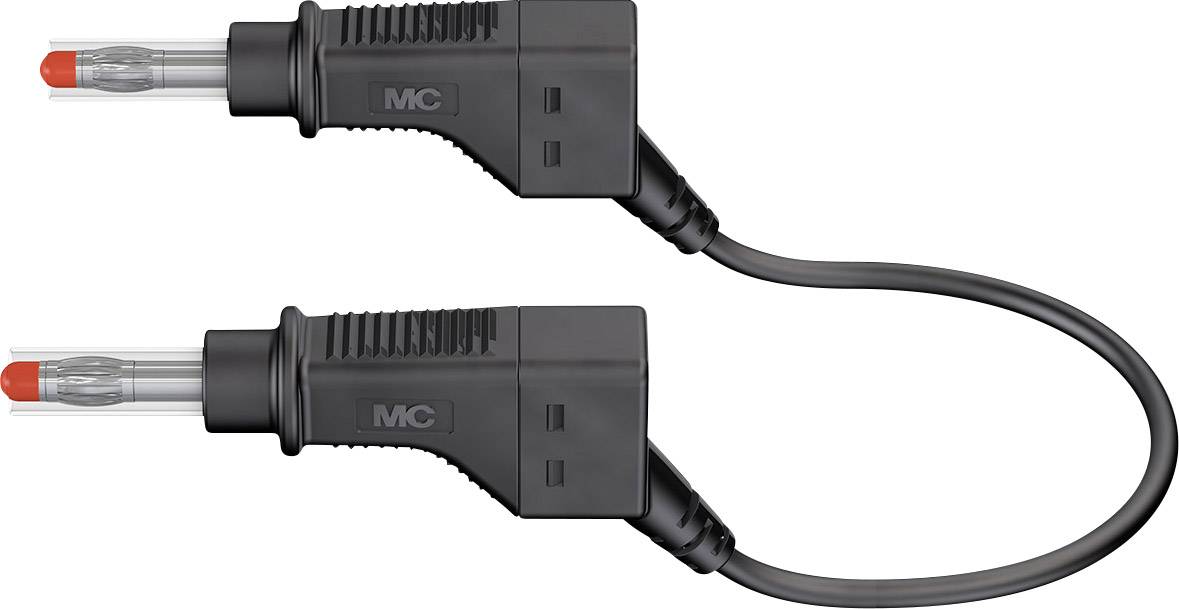 Szigetelt mérőkábel, mérőzsinór 2 db 4 mm-es toldható banándugóval 1 m Fekete Stäubli XZG425/SIL