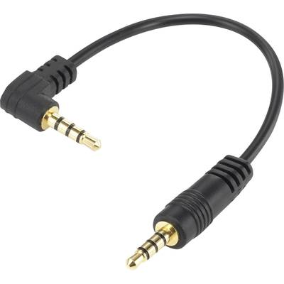 Jack audio kábel, 1x 3,5 mm jack dugó - 1x 3,5 mm jack dugó 90°, 0,09 m, aranyozott, fekete, SpeaKa Professional 1391052