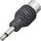 Egy adapter, amelynek egyik oldalán 6,35 mm-es audió jack dugó, a másik oldalán pedig XLR csatlakozóaljzat van, audio eszközök csatlakoztatásához.