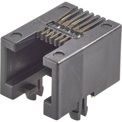 Egy fekete elektromos csatlakozó több fogú kialakítással és két nyílással, elektronikai alkatrészekhez tervezve.