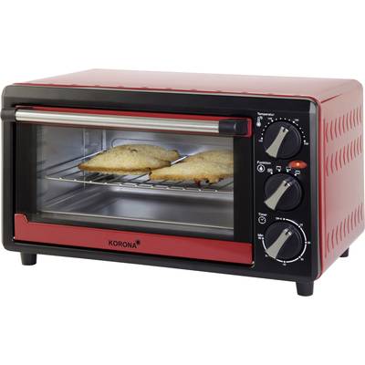 Mini sütő, időzítővel, grill funkcióval, 1200 W, fekete/piros, Korona