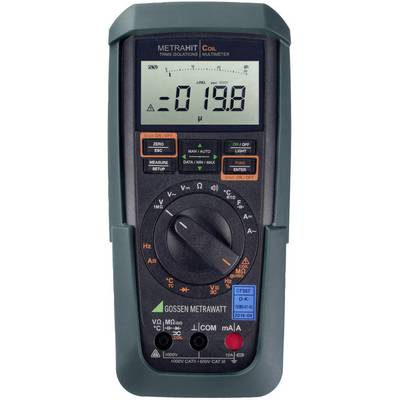 Digitális multiméter kijelzővel, '119.8 µ' értékmutatással, különböző mérési funkciók kapcsolóival. Márka: METRAHIT COIL.
