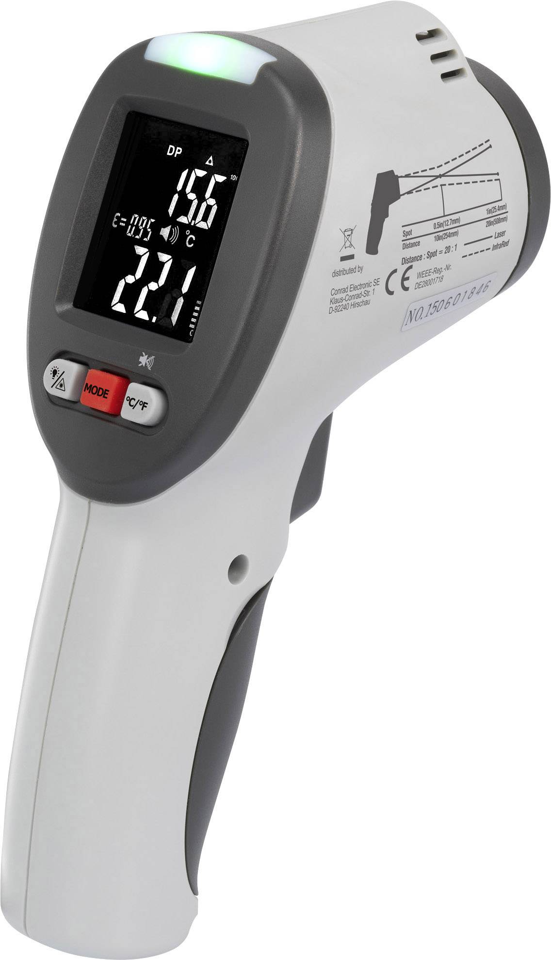 Infra hőmérő, harmatpont mérő műszer, penészesedés jelzéssel Voltcraft IR-SCAN-350RH/2