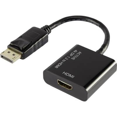 DisplayPort - HDMI átalakító adapter, 1x DisplayPort dugó - 1x HDMI aljzat, aranyozott, fekete, Renkforce