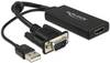 Delock 62668 VGA / HDMI Átalakító [1x VGA dugó - 1x HDMI alj] Fekete 25.00 cm