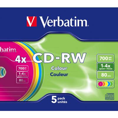Írható CD-RW 700 MB Verbatim 43133 5 db Színes, Újraírható