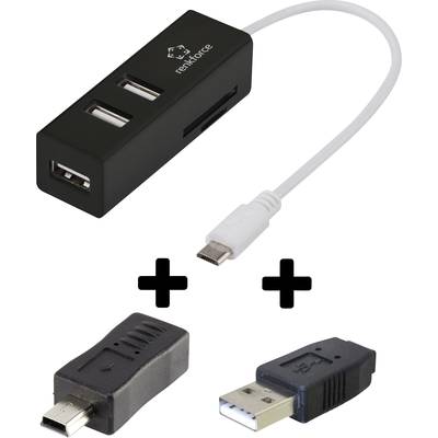 USB 2.0 OTG hub SD kártyaolvasóval, 3 port, Renkforce