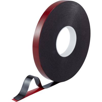 Kétoldalas ragasztószalag, piros/fekete, 30 m x 20 mm, akril, 1 tekercs, TOOLCRAFT