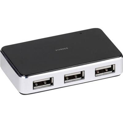 Vivanco IT-USBHUB4PWR 4 port USB 2.0 hub  Fekete, Ezüst