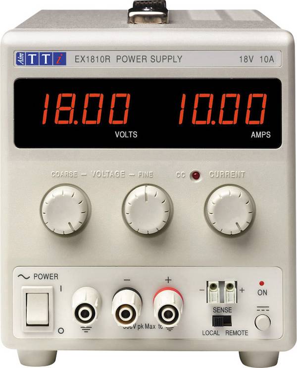 Aim TTi EX1810R Labortápegység, szabályozható Kalibráció (DAkkS) 0 - 18 V/DC 0 - 10 A 180 W   Kimenetek száma 1 x