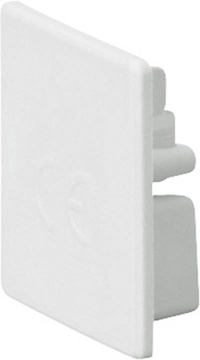 Fehér műanyag fedél bemélyített 'CE' jelöléssel, oldalnézet.