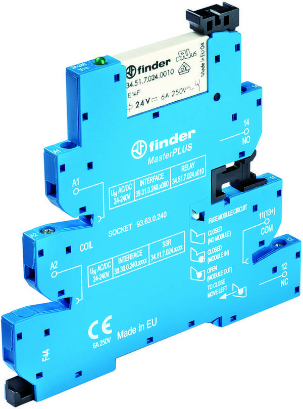 Finder 39.31.0.240.0060 Csatoló relé 240 V/DC, 240 V/AC 6 A 1 váltó Tray 1 db