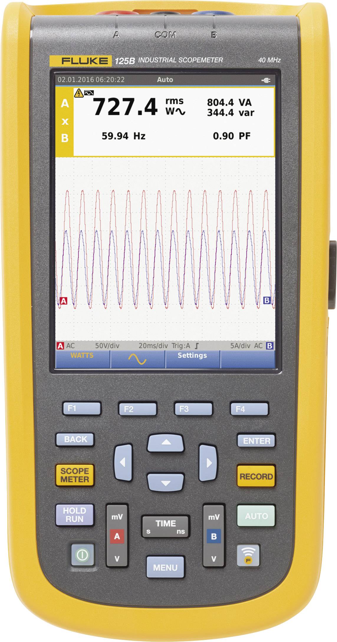 Kézi oszcilloszkóp multiméter funkciókkal 40 MHz 2 csatornás 4 GSa/mp, Fluke 125B/EU