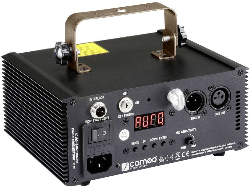 Digitális kijelzővel és kezelőszervekkel rendelkező fényszabályzó egység. Rendelkezik DMX és mikrofon csatlakozókkal, valamint hálózati csatlakozóval.